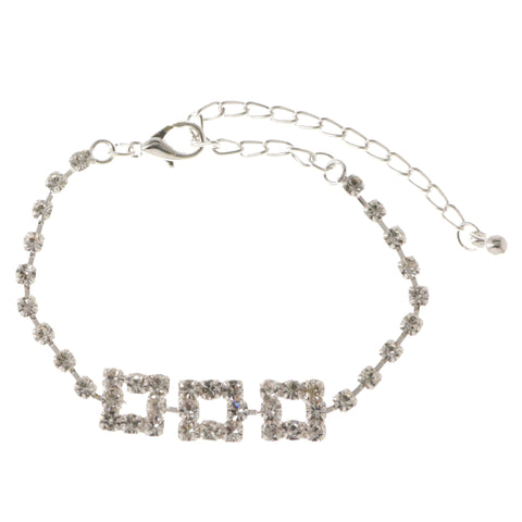 Silver-Tone Metal Tennis-Bracelet With Crystal Accents #3405