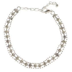 Silver-Tone Metal Tennis-Bracelet With Crystal Accents #3406