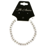 Silver-Tone Metal Tennis-Bracelet With Crystal Accents #3406