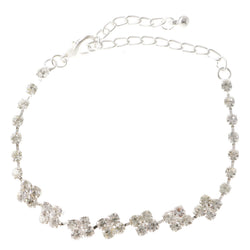 Silver-Tone Metal Tennis-Bracelet With Crystal Accents #3408