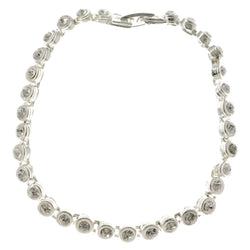 Silver-Tone Metal Tennis-Bracelet With Crystal Accents #3396