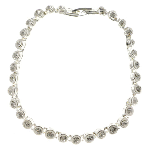 Silver-Tone Metal Tennis-Bracelet With Crystal Accents #3396