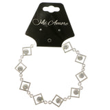 Silver-Tone Metal Tennis-Bracelet With Crystal Accents #3392