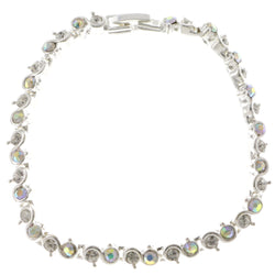 Silver-Tone Metal Tennis-Bracelet With Crystal Accents #3404