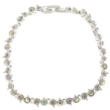 Silver-Tone Metal Tennis-Bracelet With Crystal Accents #3404