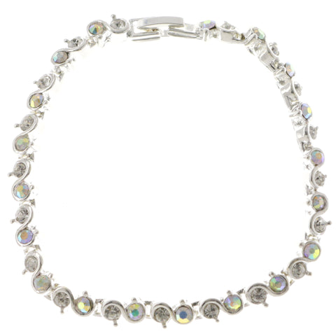Silver-Tone Metal Tennis-Bracelet With Crystal Accents #3404