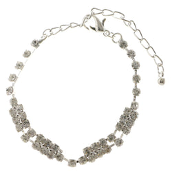 Silver-Tone Metal Tennis-Bracelet With Crystal Accents #3399