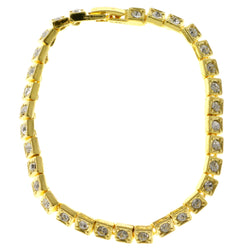 Gold-Tone Metal Tennis-Bracelet With Crystal Accents #3388