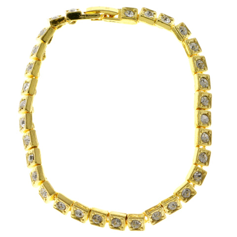 Gold-Tone Metal Tennis-Bracelet With Crystal Accents #3388
