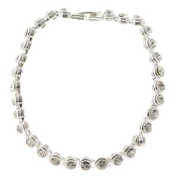Silver-Tone Metal Tennis-Bracelet With Crystal Accents #3407