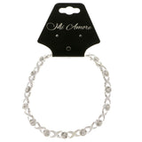 Silver-Tone Metal Tennis-Bracelet With Crystal Accents #3398