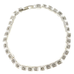 Silver-Tone Metal Tennis-Bracelet With Crystal Accents #3395