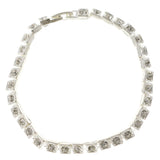 Silver-Tone Metal Tennis-Bracelet With Crystal Accents #3395
