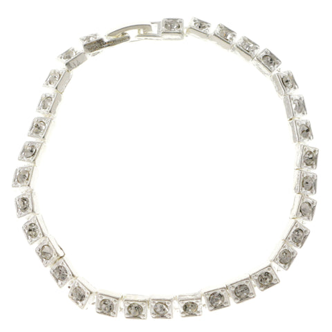 Silver-Tone Metal Tennis-Bracelet With Crystal Accents #3395