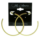 Gold-Tone & Red Colored Metal Crystal-Hoop-Earrings With Crystal Accents #422