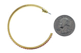 Gold-Tone & Red Colored Metal Crystal-Hoop-Earrings With Crystal Accents #422