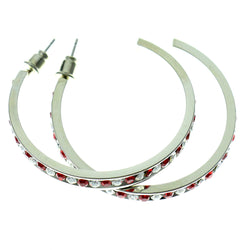 Silver-Tone & Multi Colored Metal Crystal-Hoop-Earrings With Crystal Accents #424
