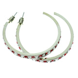 Silver-Tone & Multi Colored Metal Crystal-Hoop-Earrings With Crystal Accents #424
