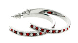 Silver-Tone & Multi Colored Metal Crystal-Hoop-Earrings With Crystal Accents #424