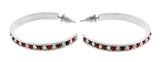 Silver-Tone & Multi Colored Metal Crystal-Hoop-Earrings With Crystal Accents #424