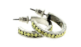 Silver-Tone & Yellow Colored Metal Crystal-Hoop-Earrings With Crystal Accents #426