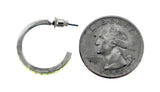 Silver-Tone & Yellow Colored Metal Crystal-Hoop-Earrings With Crystal Accents #426