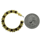 Gold-Tone & Multi Colored Metal Crystal-Hoop-Earrings With Crystal Accents #428