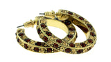 Gold-Tone & Multi Colored Metal Crystal-Hoop-Earrings With Crystal Accents #428
