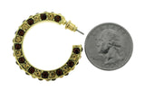Gold-Tone & Multi Colored Metal Crystal-Hoop-Earrings With Crystal Accents #428