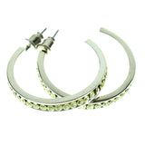 Silver-Tone & Yellow Colored Metal Crystal-Hoop-Earrings With Crystal Accents #429