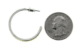 Silver-Tone & Yellow Colored Metal Crystal-Hoop-Earrings With Crystal Accents #429
