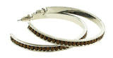 Silver-Tone & Yellow Colored Metal Crystal-Hoop-Earrings With Crystal Accents #457