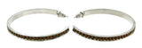 Silver-Tone & Yellow Colored Metal Crystal-Hoop-Earrings With Crystal Accents #457