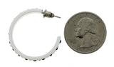 White & Black Colored Metal Crystal-Hoop-Earrings With Crystal Accents #466