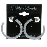 Colorful  AB Finish Crystal-Hoop-Earrings With Crystal Accents #484