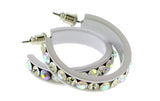 Colorful  AB Finish Crystal-Hoop-Earrings With Crystal Accents #484