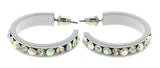 Colorful  AB Finish Crystal-Hoop-Earrings With Crystal Accents #484