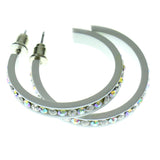 Colorful  AB Finish Crystal-Hoop-Earrings With Crystal Accents #489
