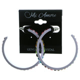 White & Multi Colored Metal Crystal-Hoop-Earrings With Crystal Accents #490