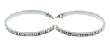 White & Clear Colored Metal Crystal-Hoop-Earrings With Crystal Accents #491