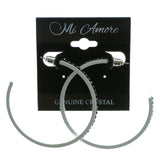 White & Black Colored Metal Crystal-Hoop-Earrings With Crystal Accents #499
