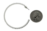 White & Black Colored Metal Crystal-Hoop-Earrings With Crystal Accents #499