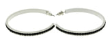 White & Black Colored Metal Crystal-Hoop-Earrings With Crystal Accents #499