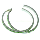 White & Red Colored Metal Crystal-Hoop-Earrings With Crystal Accents #504