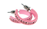 Pink Metal Crystal-Hoop-Earrings With Crystal Accents #508