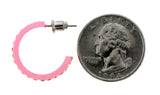 Pink Metal Crystal-Hoop-Earrings With Crystal Accents #508