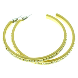 Yellow Metal Crystal-Hoop-Earrings With Crystal Accents #331