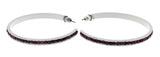 White & Purple Colored Metal Crystal-Hoop-Earrings With Crystal Accents #518