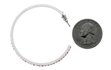 White & Red Colored Metal Crystal-Hoop-Earrings With Crystal Accents #522