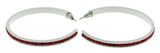 White & Red Colored Metal Crystal-Hoop-Earrings With Crystal Accents #522
